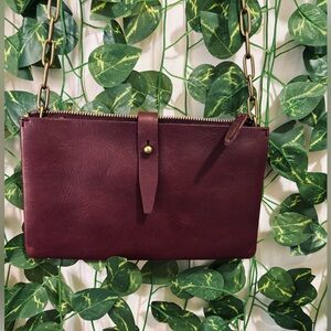 Madewell Deep Burgundy Leather Wristlet